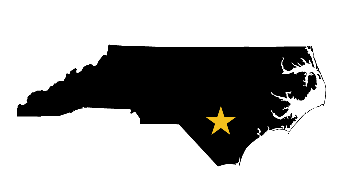 North Carolina with star for Fayetteville State University Location